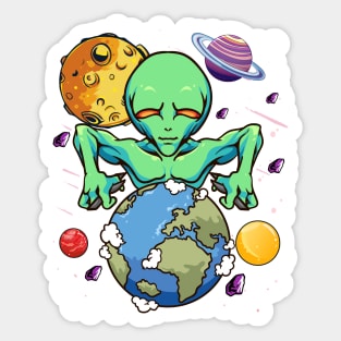 Space Day Alien Puppeteer Shifting Earth Planets Stars SciFi Sticker